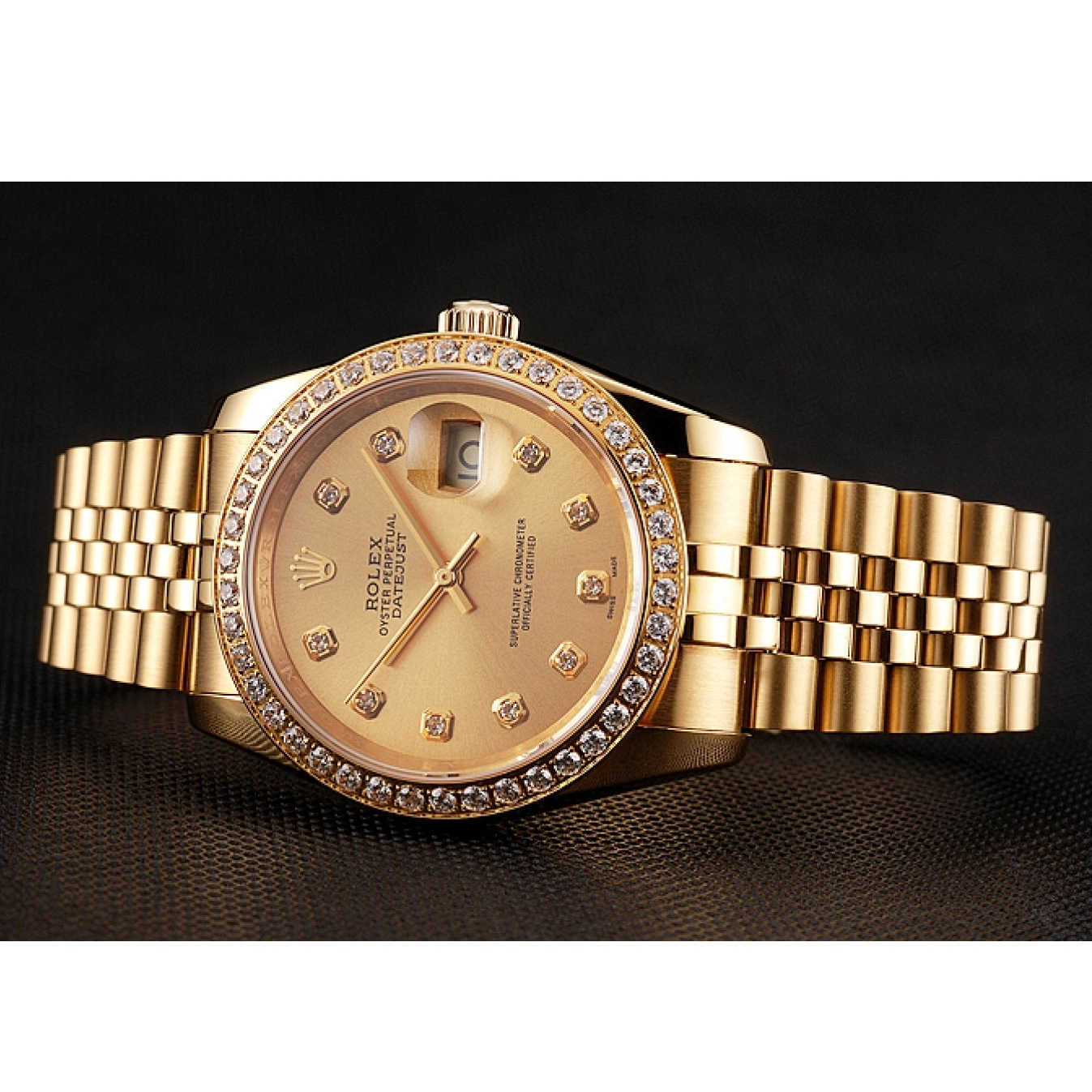 Rolex copies cheap Bracelet Gold Champagne Diamond Swiss Datejust Rolex Dial Jubilee Bezel 1454098 0730